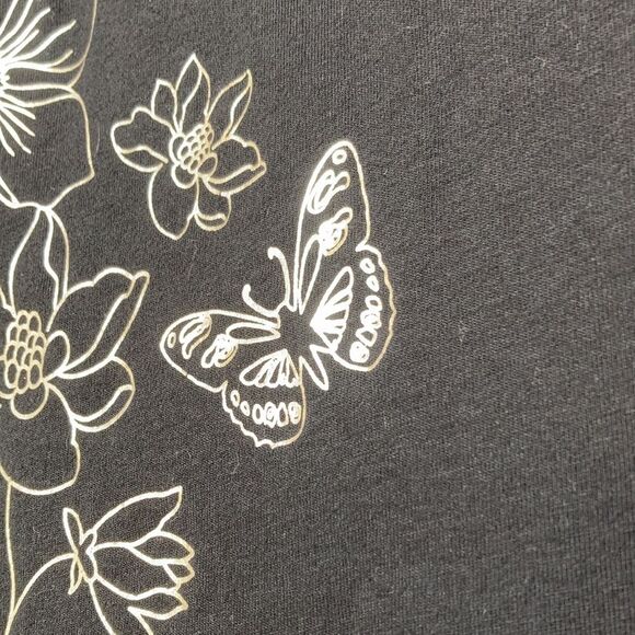 Tell Gear black cotton tee shirt with contrast white trim and metallic print - Picture 2 of 5